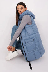 Subleve quilted zippered vest with hood  Adomoo